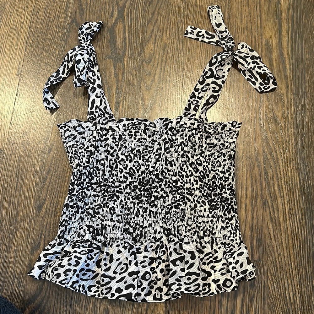 Super cute cheetah tie strap top